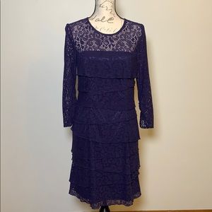 Laundry By Shelli Segal Navy Lace Layered Dress